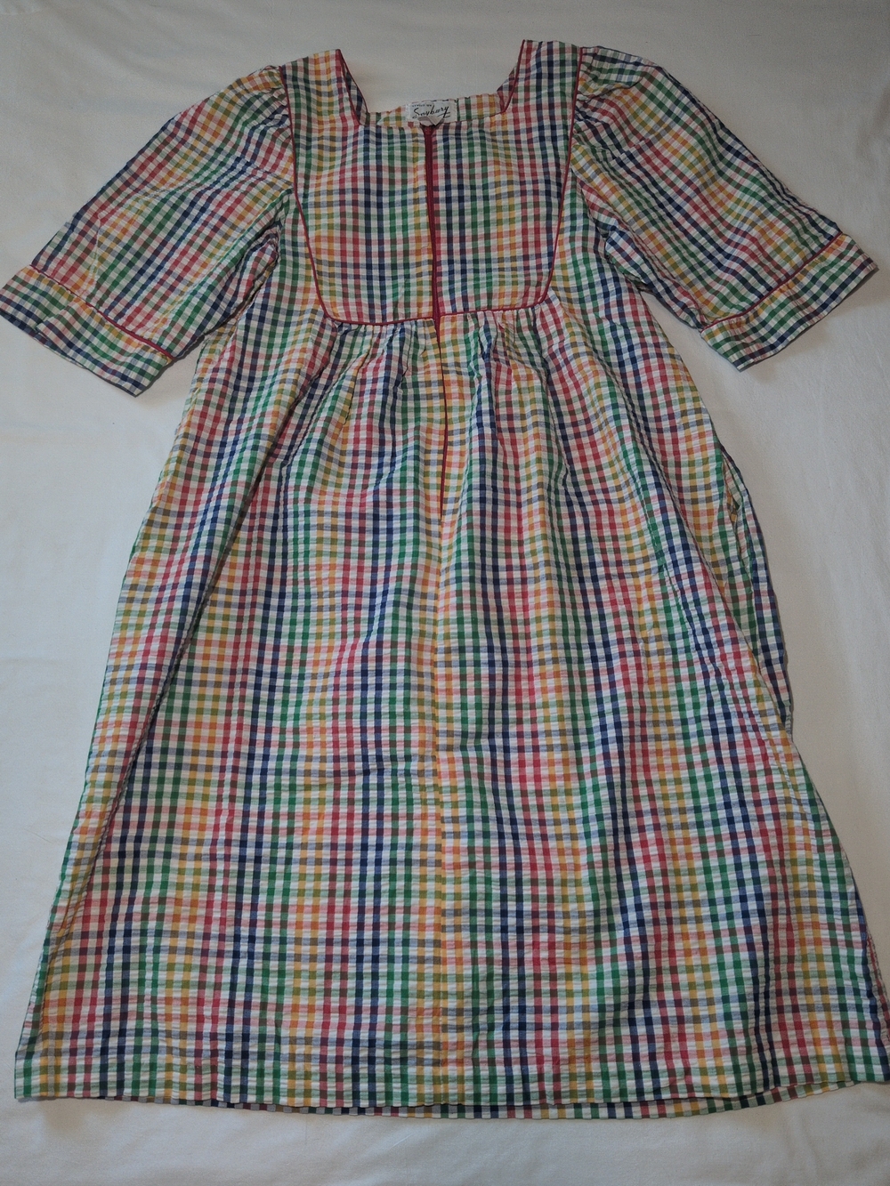 Vintage 1950's Saybury Searsucker House Dress (Bottom Of Description For Sizing)